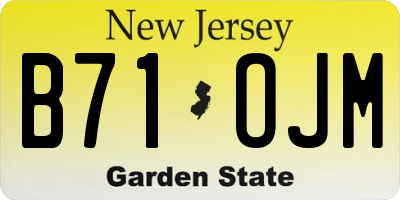 NJ license plate B71OJM