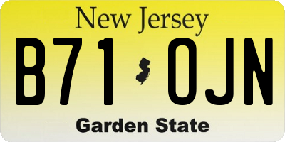 NJ license plate B71OJN