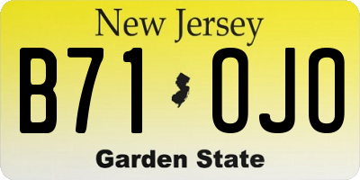 NJ license plate B71OJO
