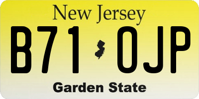 NJ license plate B71OJP