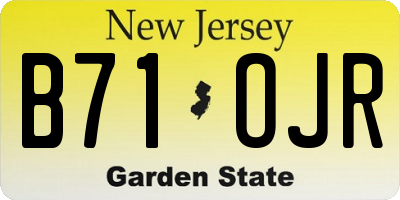 NJ license plate B71OJR
