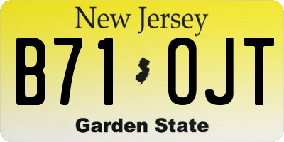 NJ license plate B71OJT