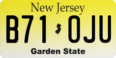 NJ license plate B71OJU