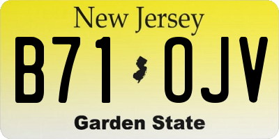 NJ license plate B71OJV
