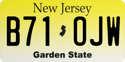 NJ license plate B71OJW