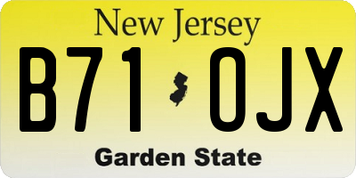 NJ license plate B71OJX