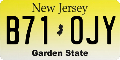 NJ license plate B71OJY