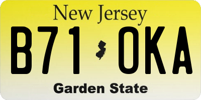 NJ license plate B71OKA