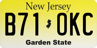NJ license plate B71OKC
