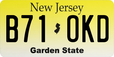 NJ license plate B71OKD