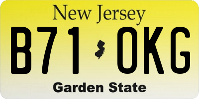 NJ license plate B71OKG