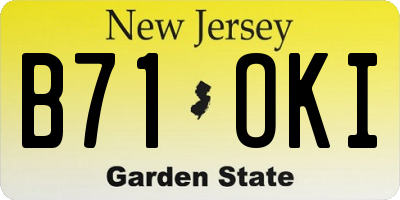 NJ license plate B71OKI