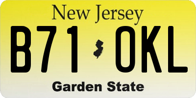 NJ license plate B71OKL