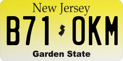 NJ license plate B71OKM