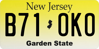NJ license plate B71OKO