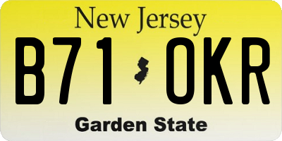 NJ license plate B71OKR