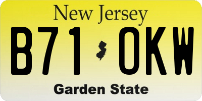 NJ license plate B71OKW