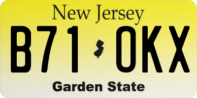 NJ license plate B71OKX