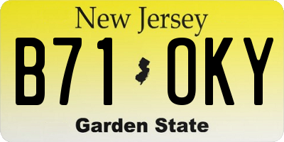 NJ license plate B71OKY
