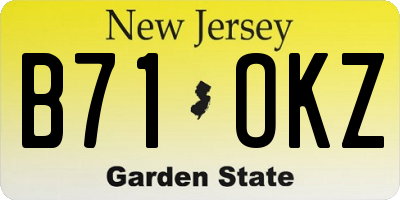 NJ license plate B71OKZ