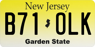 NJ license plate B71OLK