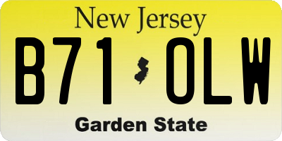 NJ license plate B71OLW