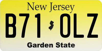 NJ license plate B71OLZ