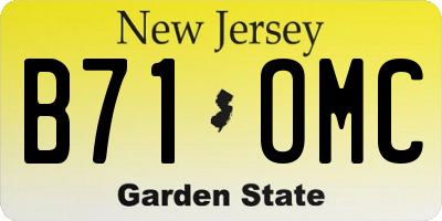 NJ license plate B71OMC