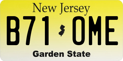 NJ license plate B71OME