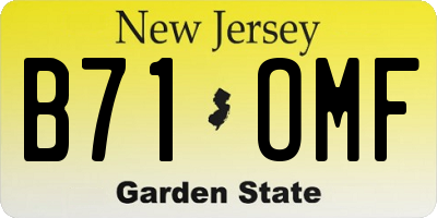 NJ license plate B71OMF