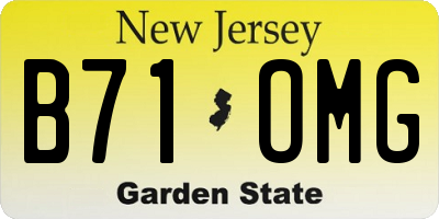 NJ license plate B71OMG