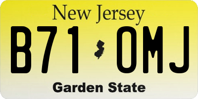 NJ license plate B71OMJ