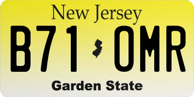 NJ license plate B71OMR