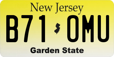 NJ license plate B71OMU