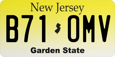 NJ license plate B71OMV
