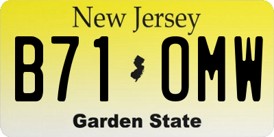 NJ license plate B71OMW