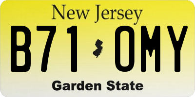 NJ license plate B71OMY