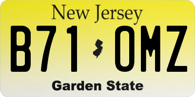 NJ license plate B71OMZ