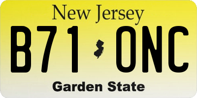 NJ license plate B71ONC