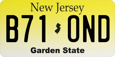 NJ license plate B71OND