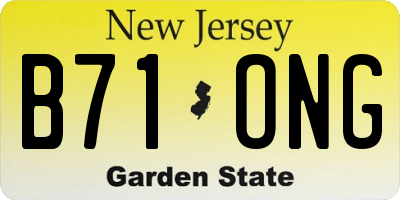 NJ license plate B71ONG