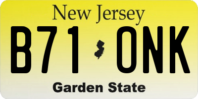 NJ license plate B71ONK
