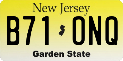 NJ license plate B71ONQ