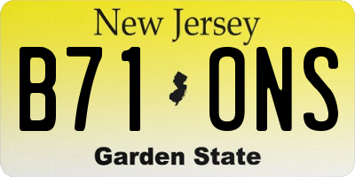 NJ license plate B71ONS