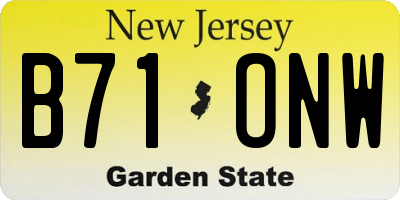 NJ license plate B71ONW