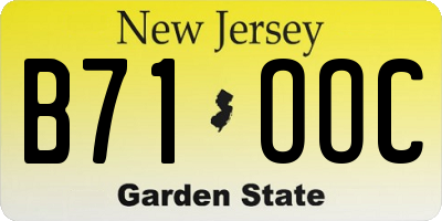 NJ license plate B71OOC