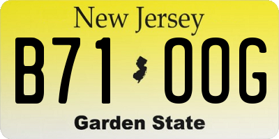 NJ license plate B71OOG