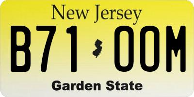 NJ license plate B71OOM