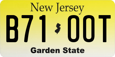 NJ license plate B71OOT