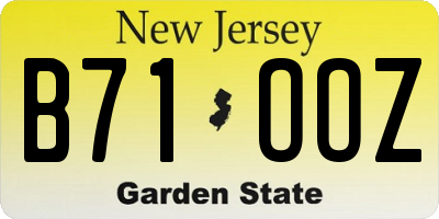 NJ license plate B71OOZ